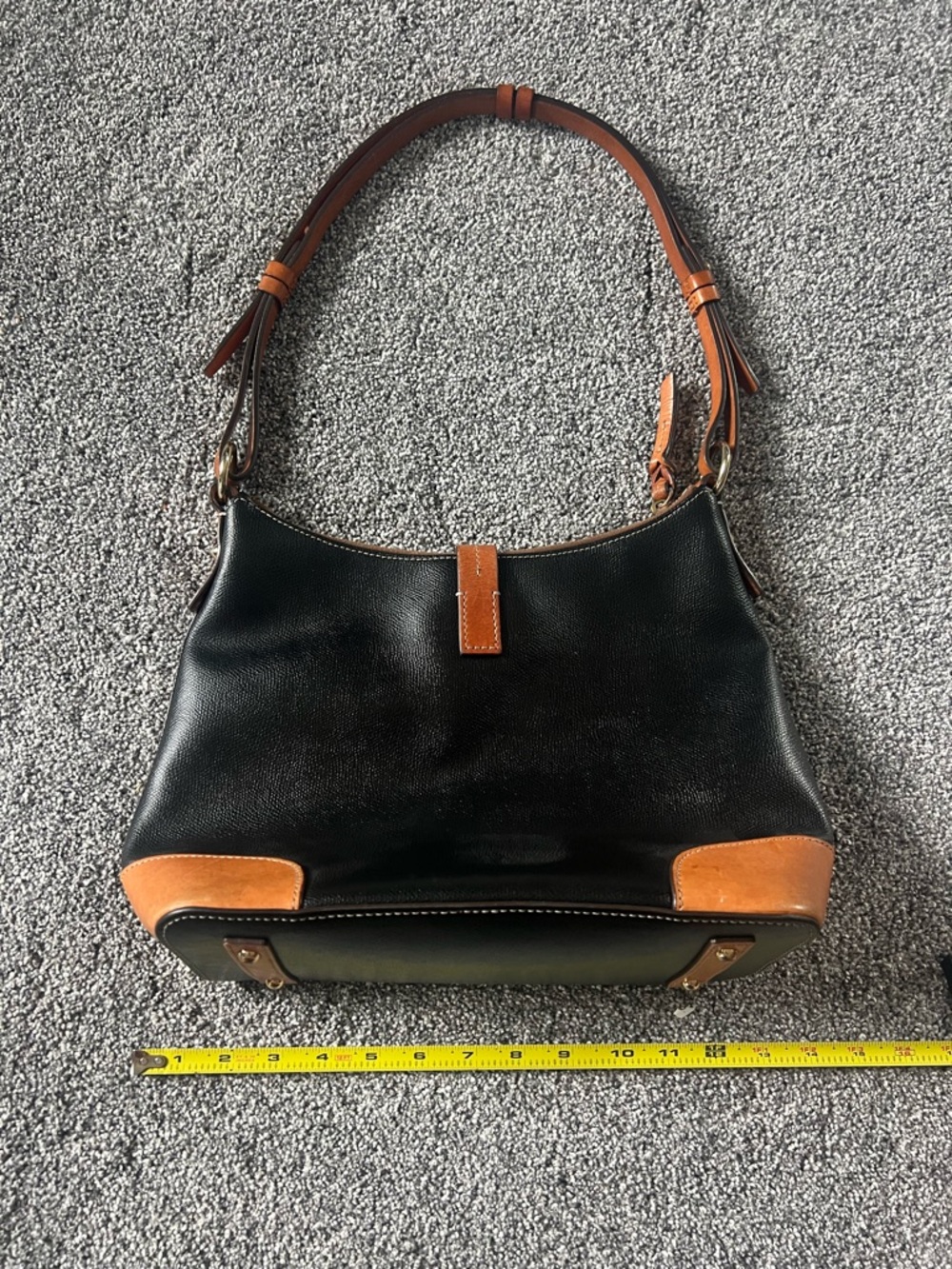 Dooney & Bourke Black Leather Shoulder Bag with Tan Accents - Picture 8 of 8